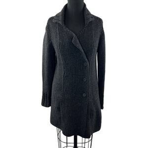 EILEEN FISHER Gray Wool Cashmere Blend Knit Long Sleeve Button Cardigan Size S
